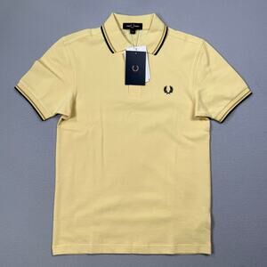 Fred Perry Short Sleeve Slim Fit Twin Tipped Polo Shirt, Yellow Small $110